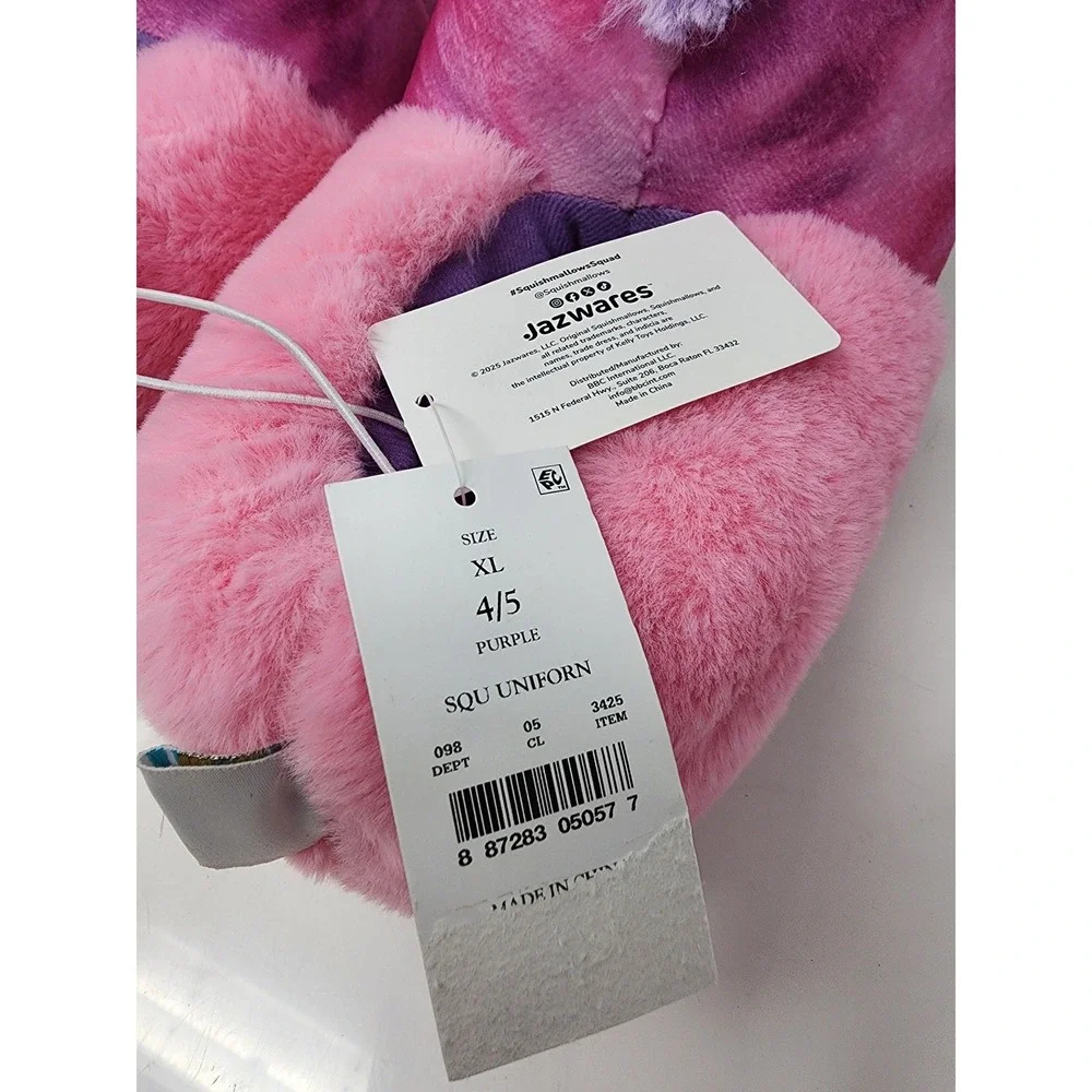 Squishmallows Girls Unicorn Plush Slipper Purple Poly Blend Size XL 4/5 Relaxed
